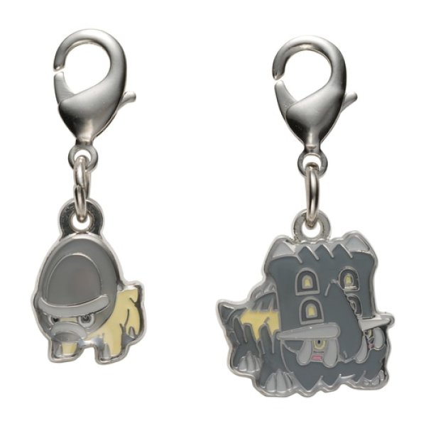 Photo1: Pokemon Center 2022 Metal Charm # 410 411 Shieldon Bastiodon (1)