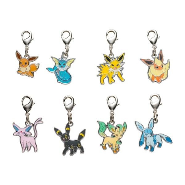 Photo1: Pokemon Center 2022 Metal Charm # 133 134 135 136 196 197 470 471 Eevee Evolutions 8 pc 2022 ver. (1)