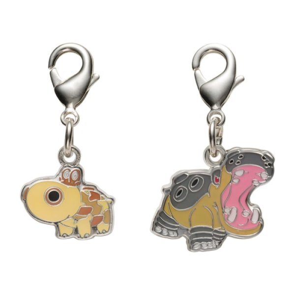 Photo1: Pokemon Center 2022 Metal Charm # 449 450 Hippopotas Hippowdon (1)