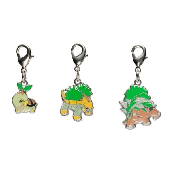 Photo1: Pokemon Center 2022 Metal Charm # 387 388 389 Turtwig Grotle Torterra (1)