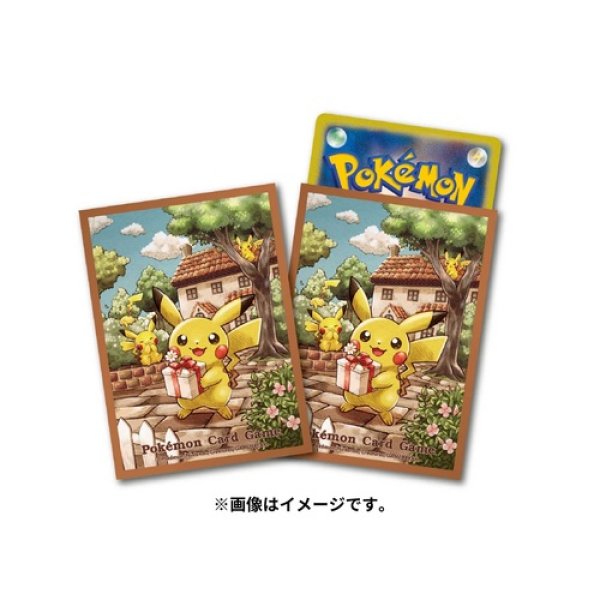 Photo1: Pokemon Center Original Card Game Sleeve Pikachu gift 64 sleeves (1)
