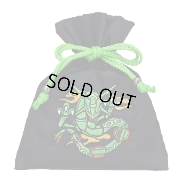 Photo3: Pokemon Center 2023 Pikachu Hanten Satin Drawstring Pouch Bag Rayquaza ver. (3)
