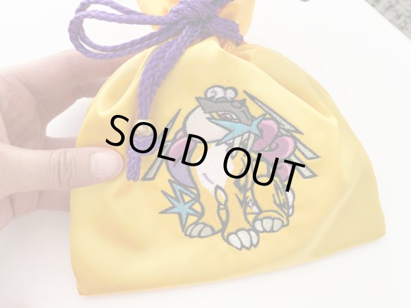 Photo4: Pokemon Center 2023 Pikachu Hanten Satin Drawstring Pouch Bag Raikou ver. (4)