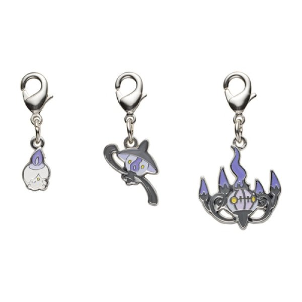 Photo1: Pokemon Center 2023 Metal Charm # 607 608 609 Litwick Lampent Chandelure (1)