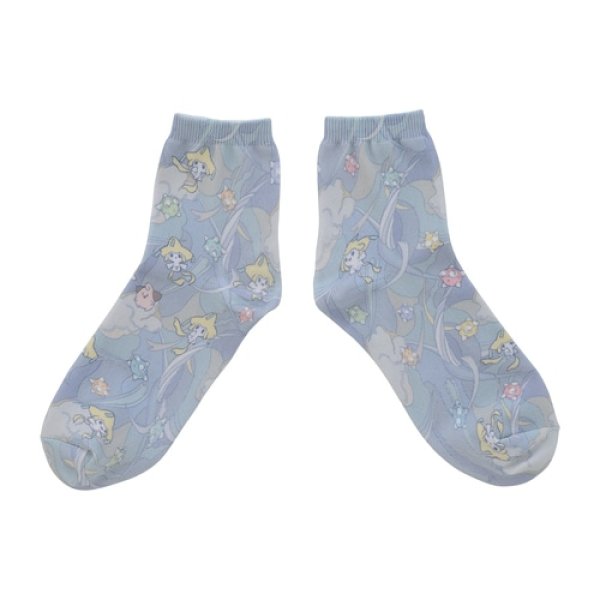 Photo1: Pokemon Center 2023 Socks for Women 23 - 25 cm 1 Pair Middle Jirachi HOSHI Tsunagi (1)