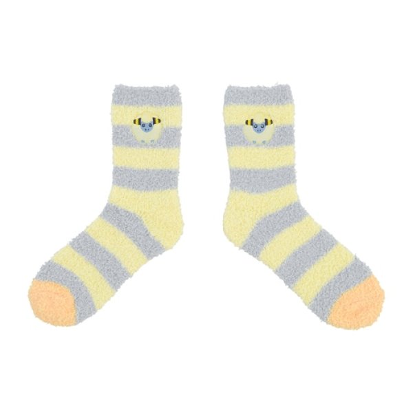 Photo1: Pokemon Center 2023 Socks for Women 23 - 25 cm 1 Pair Fluffy MOKOMOKO Mareep (1)