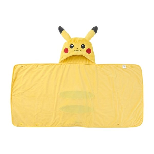 Photo1: Pokemon Center 2023 Fluffy Blanket Pikachu Hooded blanket Lap robe (1)