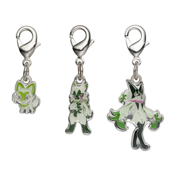 Photo1: Pokemon Center 2023 Metal Charm # 906 907 908 Sprigatito Floragato Meowscarada (1)