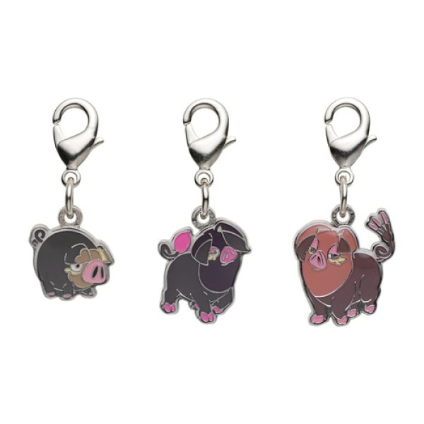 Photo1: Pokemon Center 2023 Metal Charm # 915 916 Lechonk Oinkologne (1)