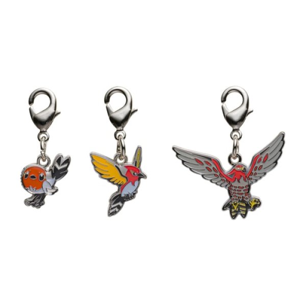 Photo1: Pokemon Center 2024 Metal Charm # 661 662 663 Fletchling Fletchinder Talonflame (1)