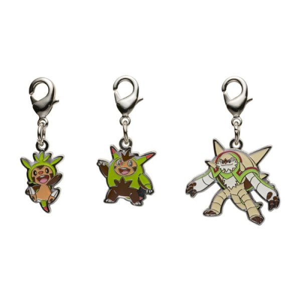 Photo1: Pokemon Center 2024 Metal Charm # 650 651 652 Chespin Quilladin Chesnaught (1)