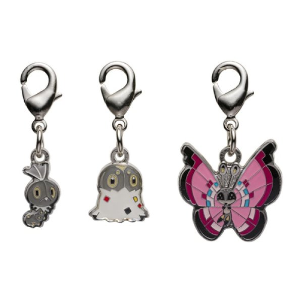 Photo1: Pokemon Center 2024 Metal Charm # 664 665 666 Scatterbug Spewpa Vivillon (1)