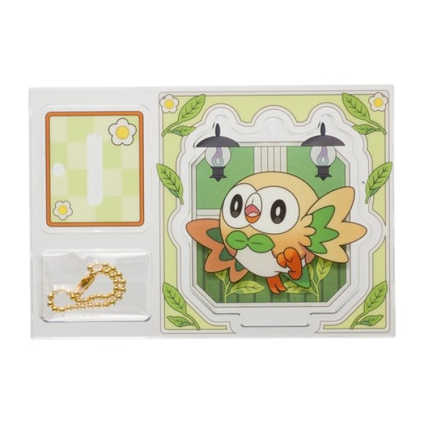 Photo1: Pokemon Center 2024 Cafe Chadesu Acrylic Stand Key Chain Rowlet ver. (1)