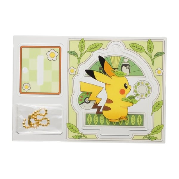 Photo1: Pokemon Center 2024 Cafe Chadesu Acrylic Stand Key Chain Pikachu ver. (1)