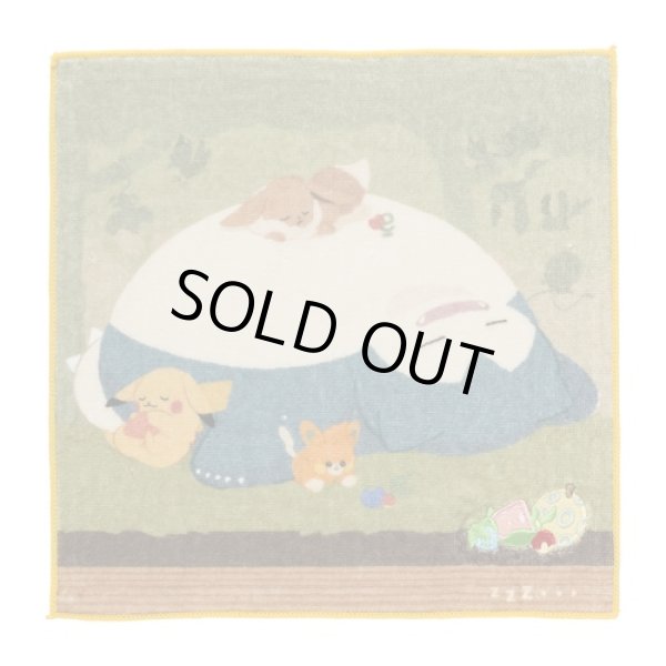 Photo1: Pokemon Center 2024 Hand towel Handkerchief Snorlax and Eevee (1)
