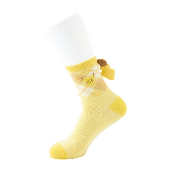 Photo2: Pokemon Center 2024 Socks with Tails for Women 23 - 25 cm 1 Pair Pikachu (2)