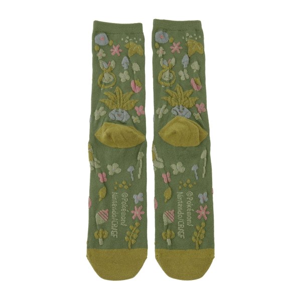 Photo2: Pokemon Center 2024 Socks for Women 23 - 25 cm 1 Pair Middle Botanical (2)