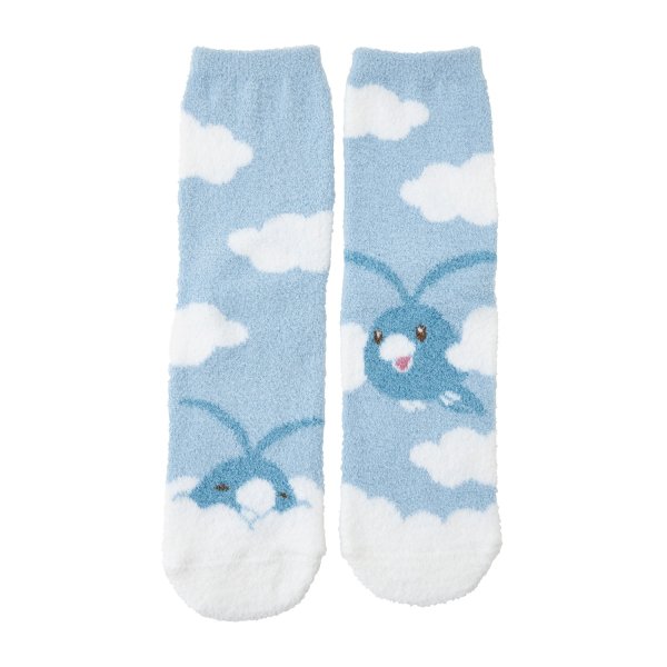 Photo1: Pokemon Center 2024 Socks for Women 23 - 25 cm 1 Pair Fluffy MOKOMOKO Swablu (1)