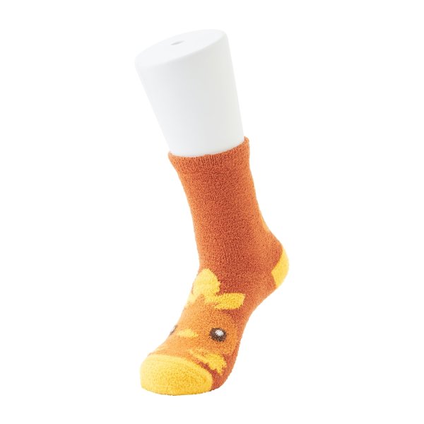 Photo3: Pokemon Center 2024 Socks for Women 23 - 25 cm 1 Pair Fluffy MOKOMOKO Torchic (3)