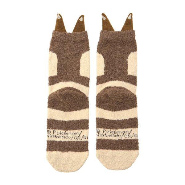 Photo2: Pokemon Center 2026 Socks for Women 23 - 25 cm 1 Pair Fluffy MOKOMOKO Furret (2)