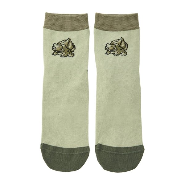 Photo1: Pokemon Center 2026 Socks for Women 23 - 25 cm 1 Pair Middle Game Dot Bulbasaur (1)