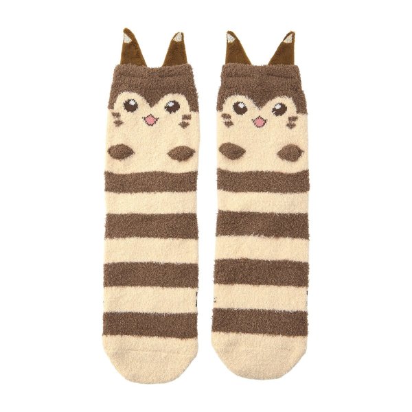 Photo1: Pokemon Center 2026 Socks for Women 23 - 25 cm 1 Pair Fluffy MOKOMOKO Furret (1)