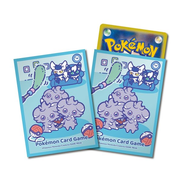 Photo1: Pokemon Center Original Card Game Sleeve Espurr Meowstic Blue 64 sleeves (1)