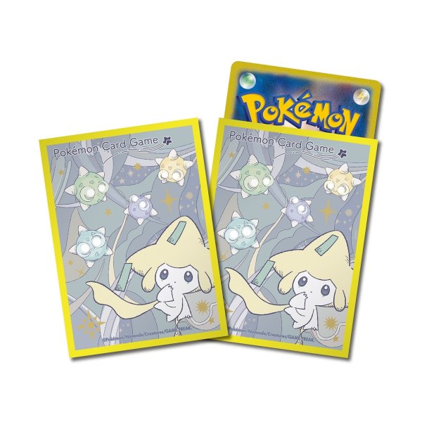 Photo1: Pokemon Center Original Card Game Sleeve Jirachi HOSHI Tsunagi Yellow Premium Gloss 64 sleeves (1)