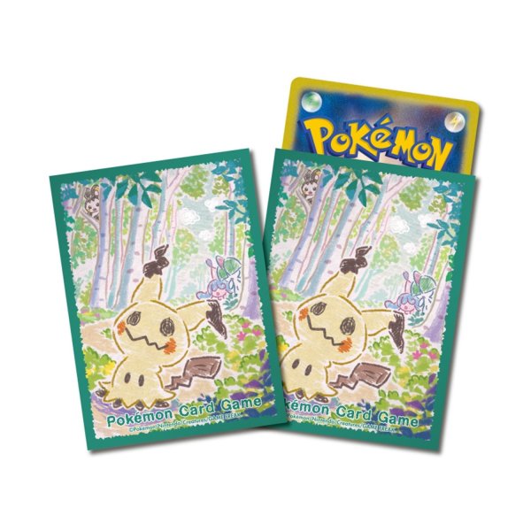 Photo1: Pokemon Center Original Card Game Sleeve Crayon Mimikyu Green 64 sleeves (1)