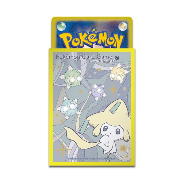 Photo2: Pokemon Center Original Card Game Sleeve Jirachi HOSHI Tsunagi Yellow Premium Gloss 64 sleeves (2)