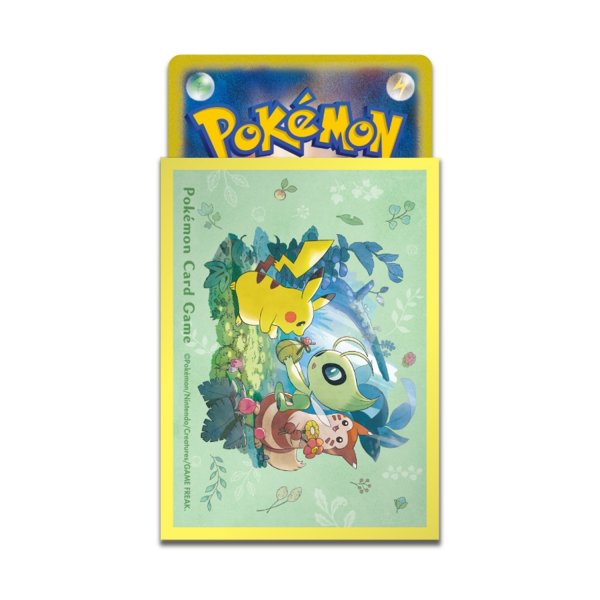 Photo2: Pokemon Center Original Card Game Sleeve Mori No Okurimono Yellow 64 sleeves (2)