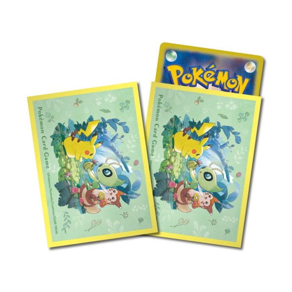 Photo1: Pokemon Center Original Card Game Sleeve Mori No Okurimono Yellow 64 sleeves (1)