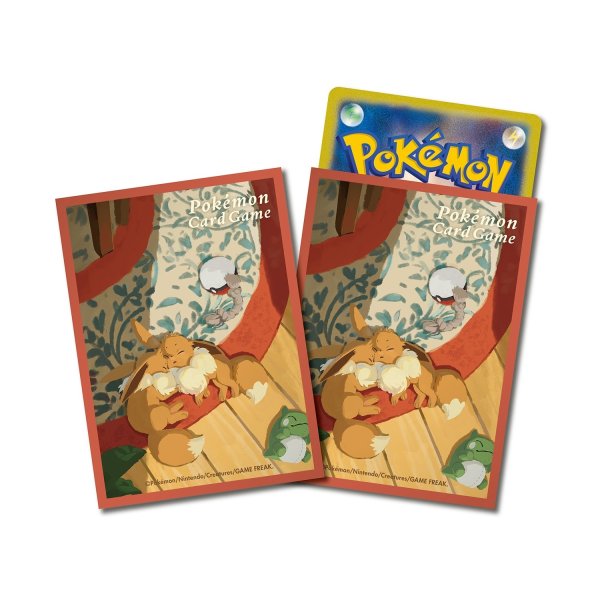 Photo1: Pokemon Center Original Card Game Sleeve Eevee Good Night 64 sleeves (1)