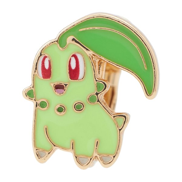 Photo1: Pokemon Center 2025 Pokemon Face Earrings - Clips Earrings ver. #44 Chikorita 1 pc (1)