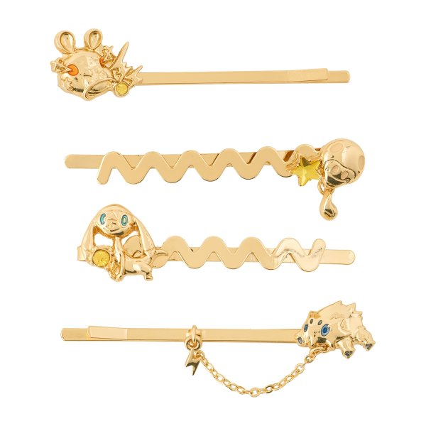 Photo1: Pokemon Center 2026 Give Me Electricity! Hair Pin Clip Dedenne Helioptile Joltik (1)