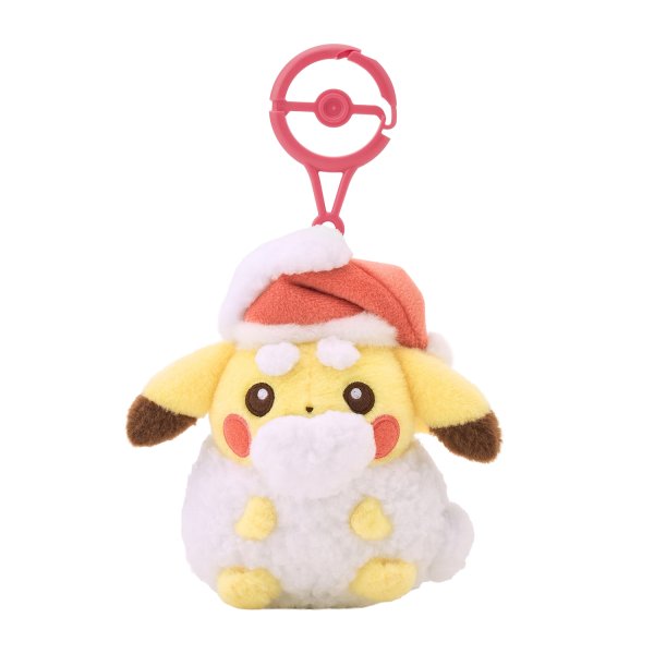 Photo1: Pokemon Center 2026 Preparing For Christmas Pikachu Plush Mascot Key chain Snow Pikachu (1)