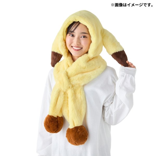 Photo1: Pokemon Center 2026 Preparing For Christmas Pikachu Scarf with a hood (1)