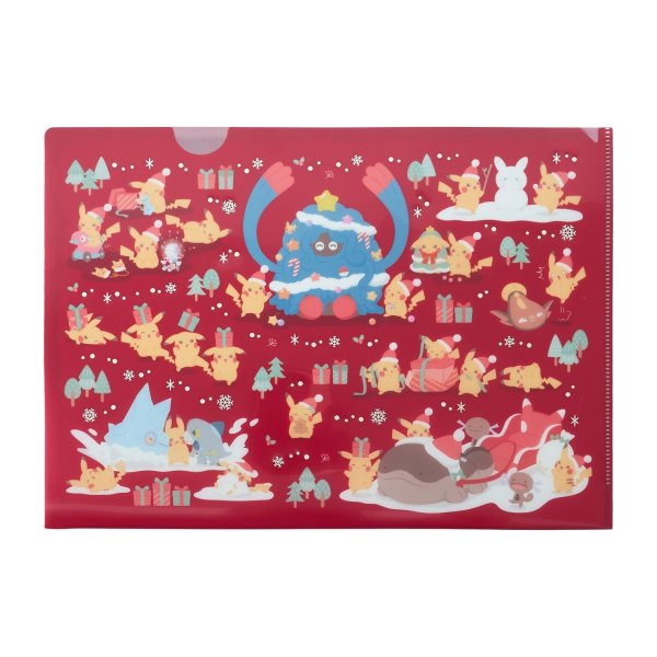 Photo1: Pokemon Center 2026 Preparing For Christmas Pikachu A4 Size Clear File Folder (1)