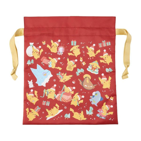 Photo2: Pokemon Center 2026 Preparing For Christmas Pikachu Drawstring Pouch Bag (2)