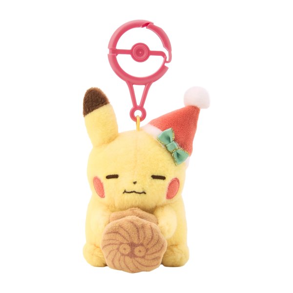 Photo1: Pokemon Center 2026 Preparing For Christmas Pikachu Plush Mascot Key chain Snacking (1)