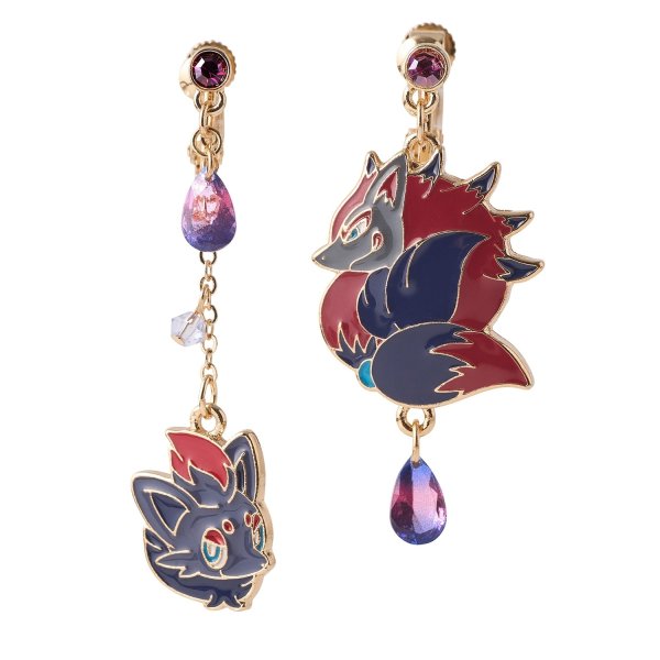 Photo1: Pokemon Center 2026 Pokemon accessory Series Clips Earrings E116 Zorua Zoroark (1)