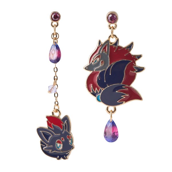 Photo1: Pokemon Center 2026 Pokemon accessory Series Pierced Earrings P116 Zorua Zoroark (1)