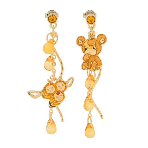 Photo1: Pokemon Center 2026 Pokemon accessory Series Pierced Earrings P114 Teddiursa Combee (1)