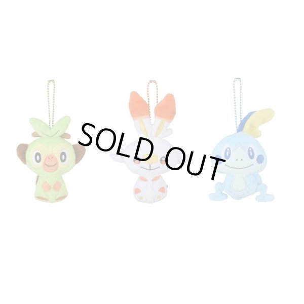 Photo1: Pokemon Center 2020 Pokemon Galar Tabi Plush Mascot chain 3 set Grookey Scorbunny Sobble (1)