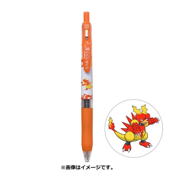 Photo1: Pokemon Center 2021 ZEBRA SARASA Pokemon Shirts Ballpoint pen #126 Magmar (1)