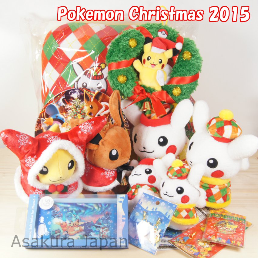 Pokemon Center CHRISTMAS 2015 Hand Towel Snowman Pikachu Male & Female