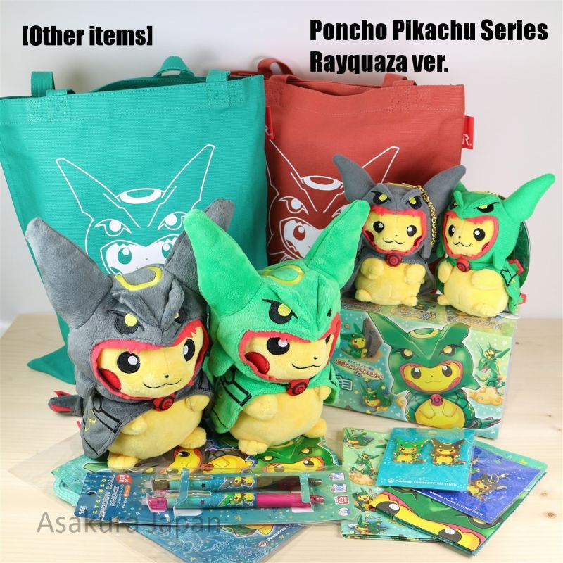 Pokemon Center Sky Tree Town 16 Poncho Pikachu Series Rayquaza Rootote Tote Bag Green
