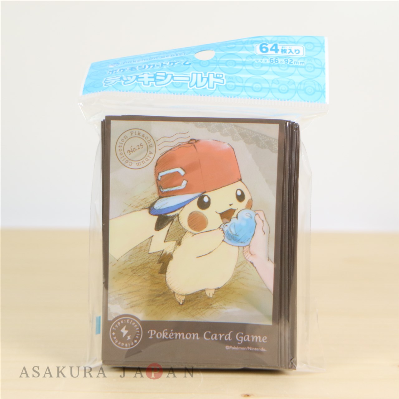 Pokemon Card Game Sleeve Ash Cap Pikachu Ashs Hat Alola 64 Sleeves Japanese
