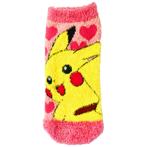 Pokemon Fluffy MOKOMOKO Warm Socks for Women Pikachu Heart 23-25 cm 1 Pair
